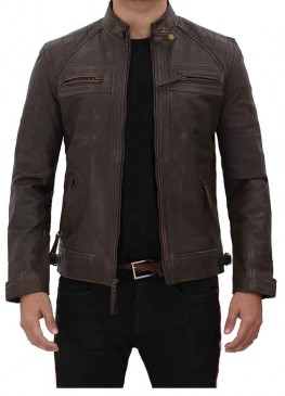 CLAUDE QUILTED DISTRESSED LEATHER JACKET